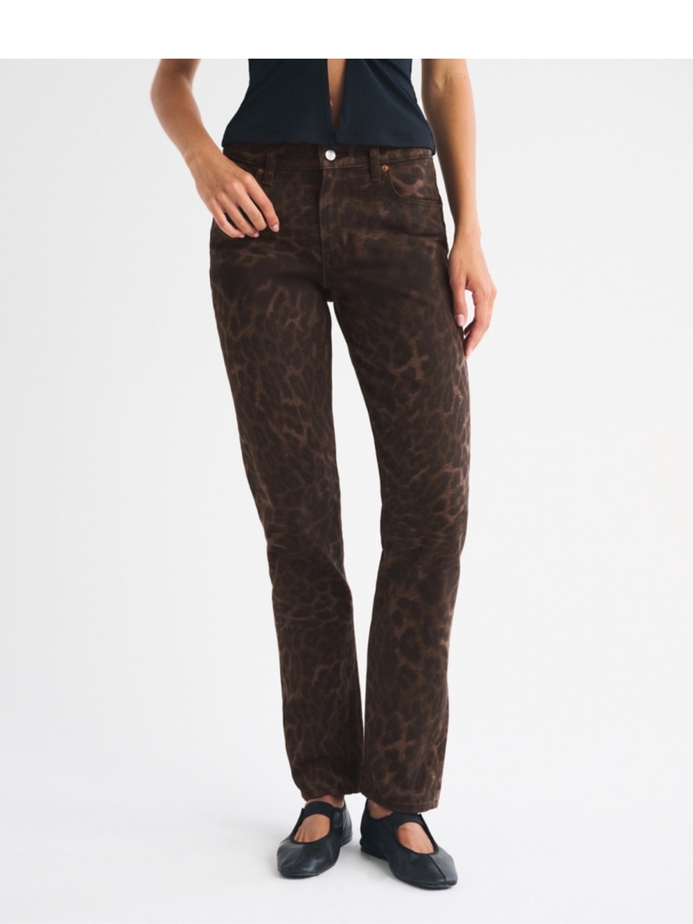 Abercrombie Mid Rise 90’s Straight Leopard Print Jean | Size 26 Tall | NWT - Picture 12 of 13